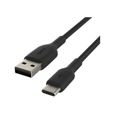 Image of Belkin BoostCharge Braided USB-C to USB-A Cable 1m Black (CAB002BT1MBK)