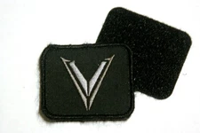 V - "Velocity Systems" Tactical Morale Patch Black & White PVC *NEW Hook & Loop