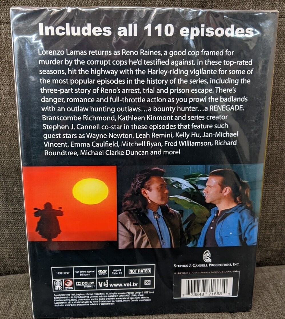 RENEGADE - Lorenzo Lamas, 90's Biker Vigilante Complete TV Series