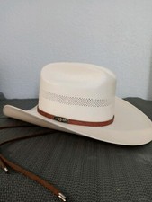 Stetson Unisex Cowboy Cowgirl 100X Ranch Straw Vented Hat Chin Cord Size 7