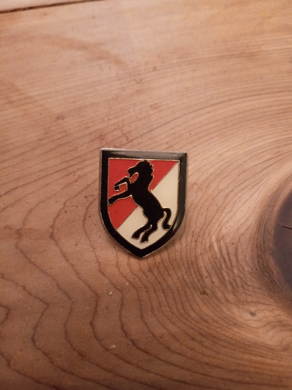 Vintage United States Army 11th Armored Cavalry regimental lapel pin badge