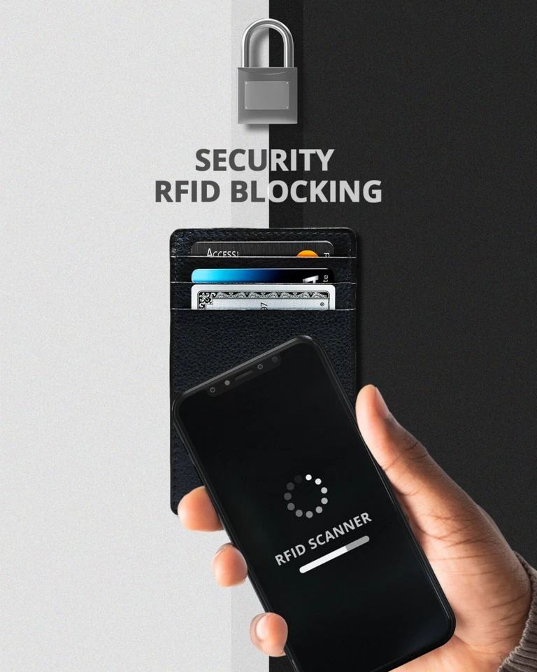 Slim Minimalist Front Pocket RFID Blocking Leather Wallets for Men Women - Image 4 of 4