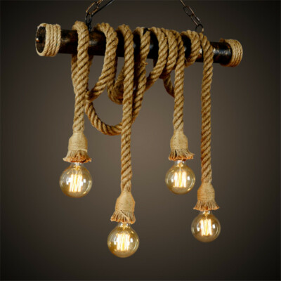 1 Metre E27 Industrial Pendant Light Double Head Retro Vintage Rope Ceiling Light