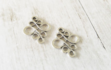 4 Chandelier Earring Findings Antiqued Silver Links Knot Pendants Drops Swirl
