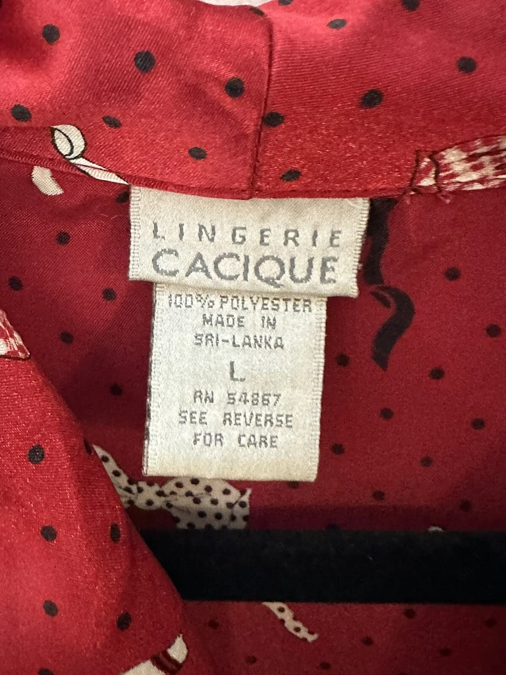 Camisa para dormir con botones cintas de puntos rojos cacique para mujer talla grande San Valentín Foto 2 de 4