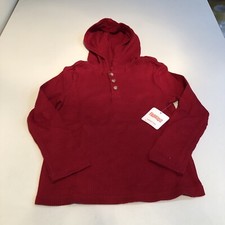 Fabkids Long Sleeve Henley Shirt Hoodie Waffle Knit Red S