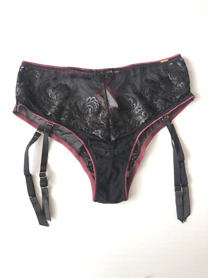 Victoria's Secret Bluebella Women's Mara Brief Panties Black Mesh Lace Size XS,L