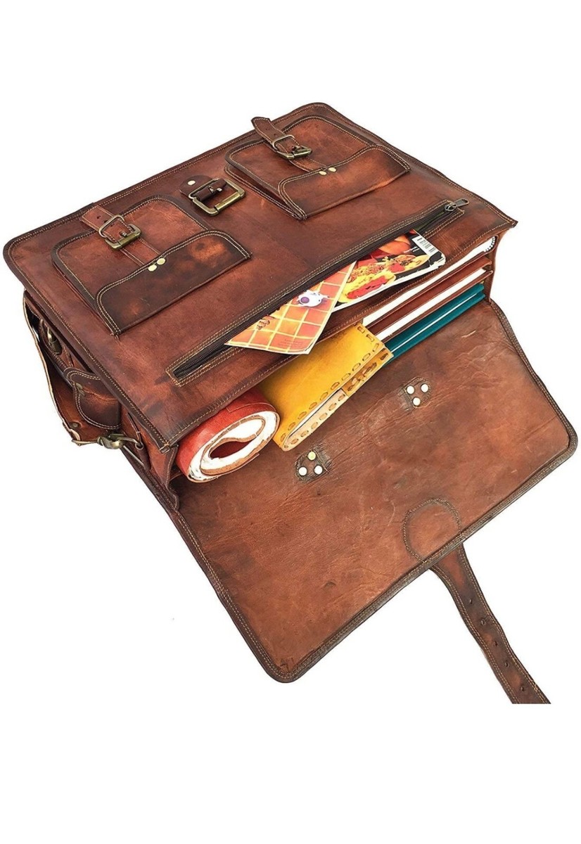 Cuero DHK 18 Inch Vintage Handmade Leather Travel Messenger  display picture 2