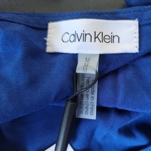 Women's Calvin Klein Long Sleeve Blue Rayon Top Size M (NEW) - 第 4/6 張圖片