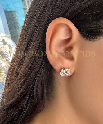 You & me Diamant Ohrringe VVS2 E Birne/Smaragd 5 ctw Lab Created IGI zertifiziert
