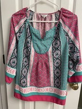 Crown & Ivy Geometric Pattern Blouse, Size Medium