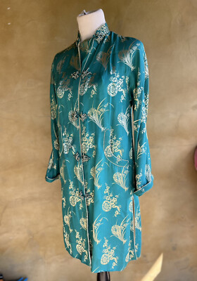 oriental silk dressing gown Asian Home Flower Peacock Satin Silk Kimono Robe, Dressing Gown, Bridal, Gift, One size Fits Most