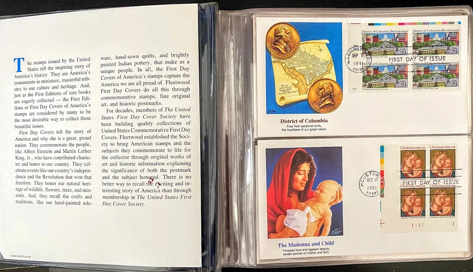 US 1991-1993 Stamps 45 First Day Covers (FDC) Album 206 CTO Stamps in Hard Book - Image 2 of 4