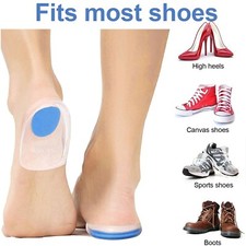 2 Pairs Gel Heel Cushion Insoles Spur Shoe Pad High Heel Insert Foot Pain Relief