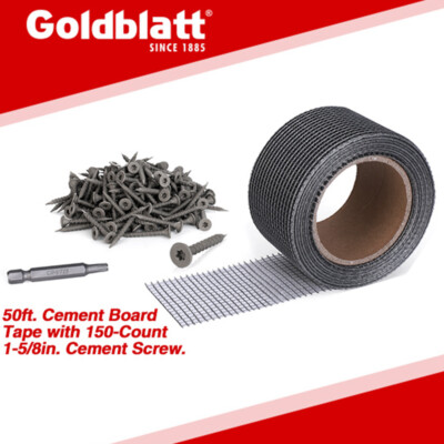 Goldblatt 50' Cement Board Tape 150-Count #8 1-5/8'' Cement Concrete Screws USA