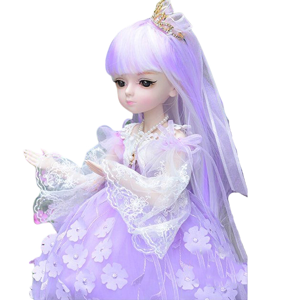 1/4 BJD Doll Toy 45cm Height Girl Doll w/ Purple color Wig