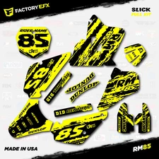 Black Yellow Slick Racing Graphics Kit fit Suzuki RM85 01-21 Plates RM 85 Decal