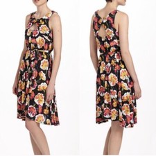 anthropologie lilka azalea burst bright floral dress sleeveless cutouts flowers