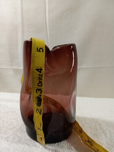 Vintage MCM Bischoff Pinched Mundgeblasene Glas Vase Amethyst Pontil 50er Jahre schön - Bild 16 von 18