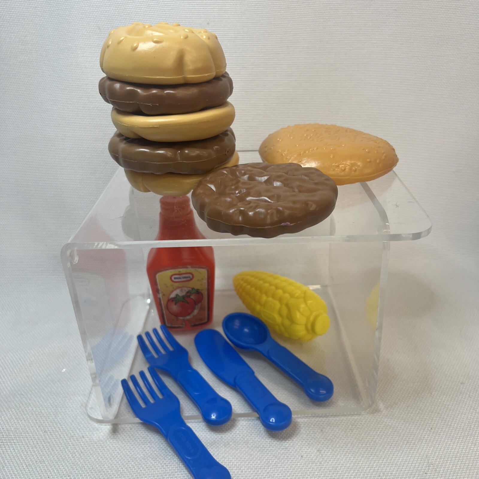 Little Tikes Fun With Food Grill Burgers Buns ketchup corn b