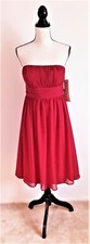 Bill Levkoff NWT Red Tea Length Midi Dress, Strapless with Optional Straps, 10