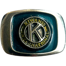 Kiwanis International Belt Buckle - Gold and Green Color - Serial D1314 - 1983