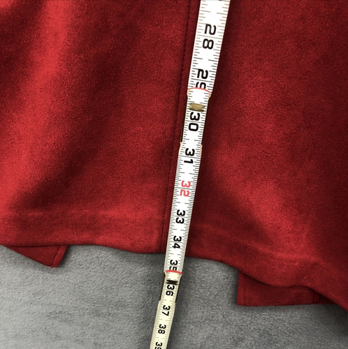 Marc New York Andrew Marc Coat Dress M Red Faux Suede Snap Front Swing Pockets - Picture 12 of 13