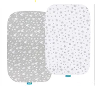 Bassinet Fitted Sheets 100% Jersey Knit Cotton Sheets 2 Pack Multi-size Gray