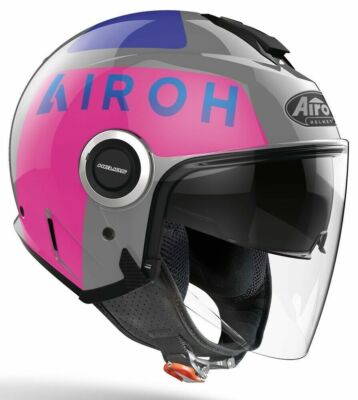 JETHELM AIROH HELIOS UP PINK GLOSS PINK LANGVISIER DOPPELVISIER