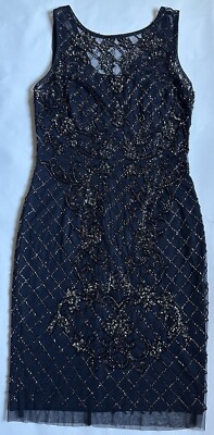 Adrianna Papell Beaded Sequin Embroidered Cocktail Dress Navy Blue Size 6P | eBay Adrianna Papell Beaded Sequin Embroidered Cocktail Dress Navy Blue Size 6P | eBay