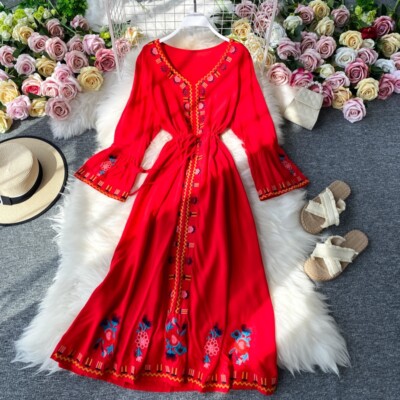 boho embroidered maxi dress Delfina Maxi Dress Natural / XS main image 0