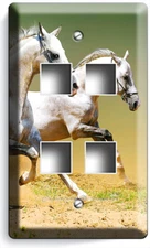 WHITE LIPIZZAN HORSES LIGHT SWITCH OUTLET WALL PLATE COUNTRY HOME ROOM ART DECOR