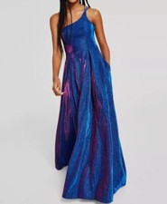 B Darlin Women Junior's Blue Strappy-Back Glitter Finish Dress Size 9/10
