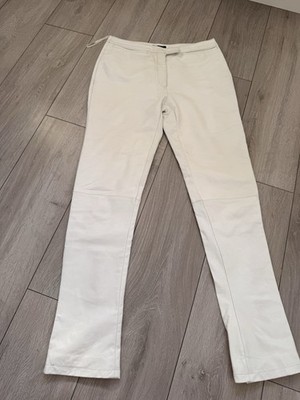 Vintage ROCKANDBLUE White Genuine Leather Trousers Slim Straight EU 40 UK 12