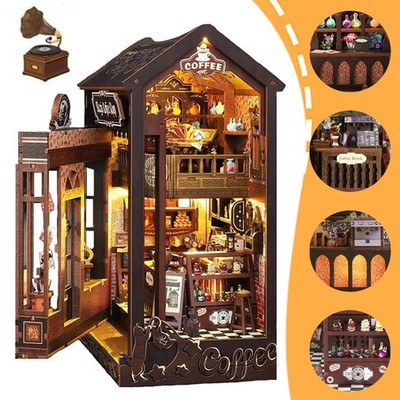 3D Book Nook Kit Miniatur Haus Puppenhaus LED Holzbausatz für Buchliebhaber
