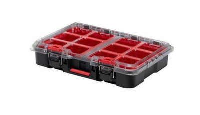 Keter Stack'N'Roll Organiser | transparenter Deckel, Metallverschluss, 10 Fächer