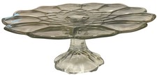 Unbranded VINTAGE Clear Pedestal Cake Stand w/Scalloped Edge Design 11" Diameter