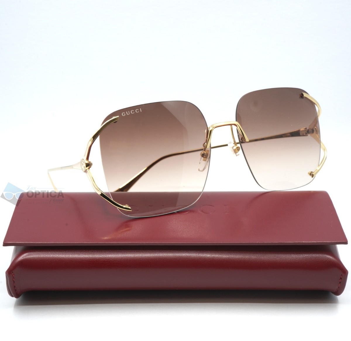 NEW Gucci GG0646S 002 Gucci-Logo Sunglasses Women's Gold/Brown