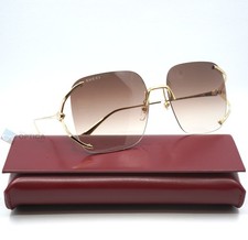 NEW Gucci GG0646S 002 Gucci-Logo Sunglasses Women's Gold/Brown Gradient 60mm