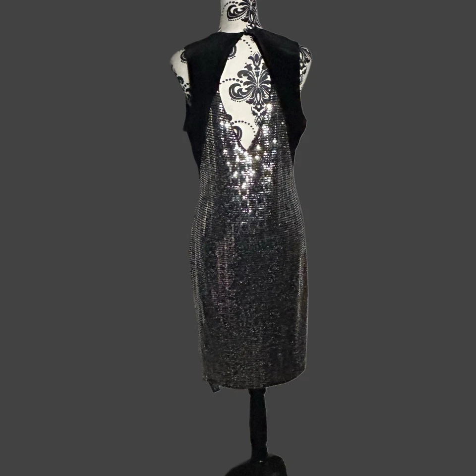 Roman Sequin Silver Backless Dress Size Uk 16 BNWT Party Occasional - Image 2 of 4