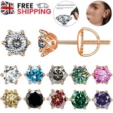 Moissanite Studs 925 Silver Rose Gold Plated 0.5-2ct D Colour GRA Certified Gift