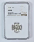 1939 Mercury Dime MS64 NGC Brown Label *9787