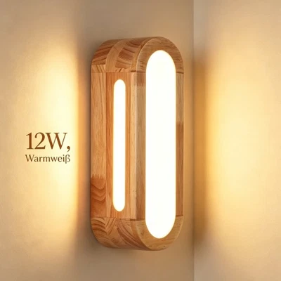 12W Wandleuchte Wandlampe Holz LED innen warmweiß Innenbeleuchtung Moderne Holz - Bild 1 von 4