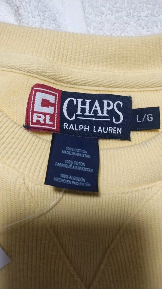 Moletom Chaps Ralph Lauren Masculino Tamanho Grande Amarelo 100% Algodão - Imagem 2 de 4
