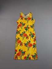 Absolutely Women Dresses XL Yellow Floral Round Neck Sleeveless Pullover Casual