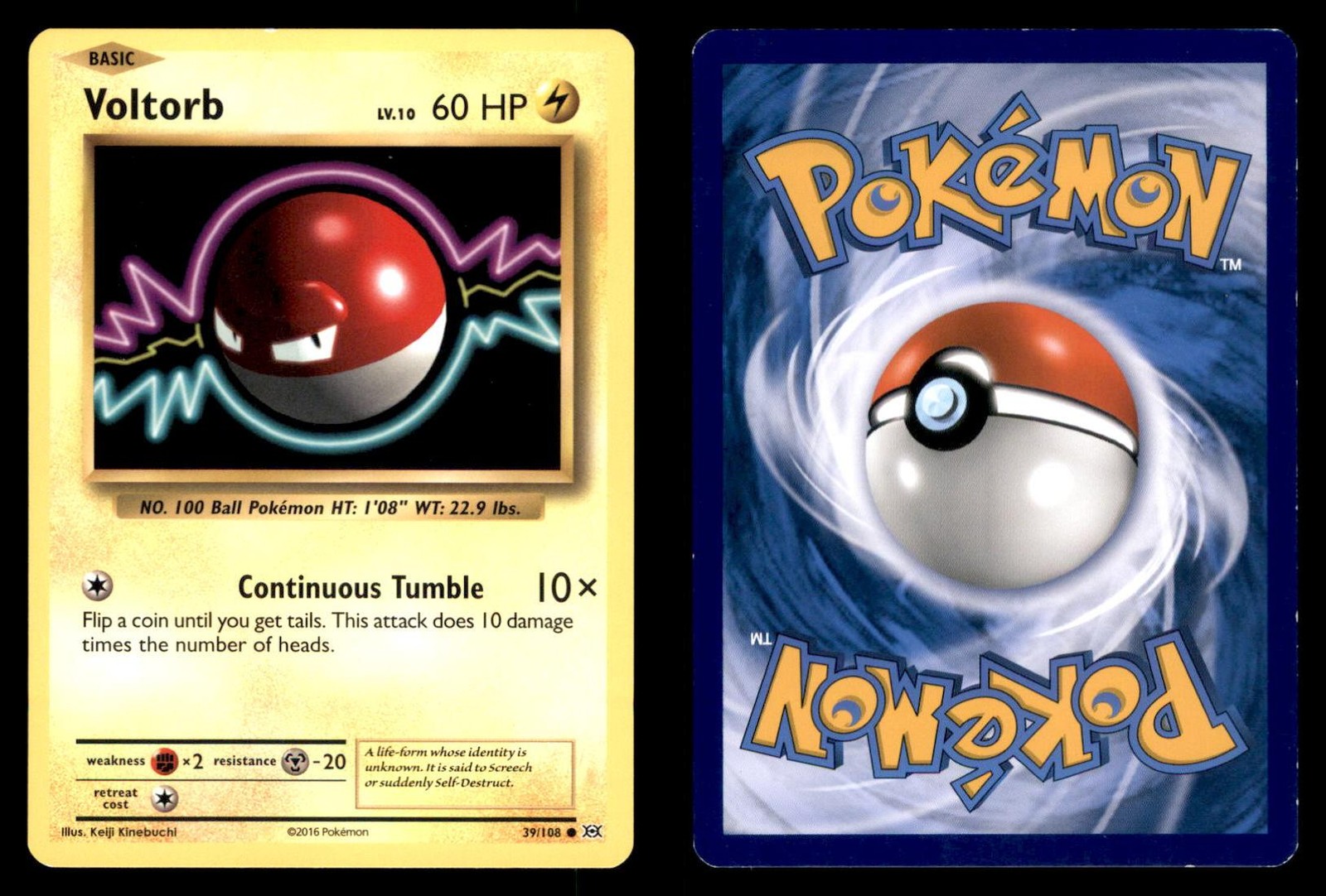 Pokemon Evolutions Voltorb 39/108 2016 Common