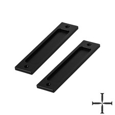 2 Pack Barn Door Handles, 6 Inch Flush Door Pull, Recessed Door Matte Black