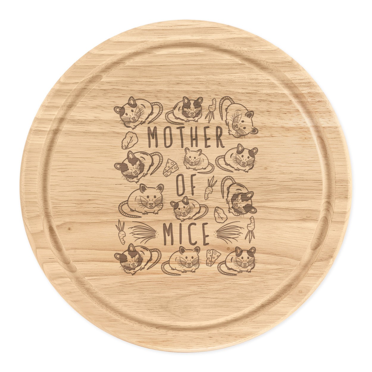 Mother Of Mice Round Chopping Cheese Board Crazy Lady Animal Lover Funny
