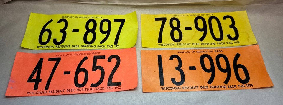 21 - 1966 14 Wisconsin Resident Deer Hunting License Back Tag s 7 ...