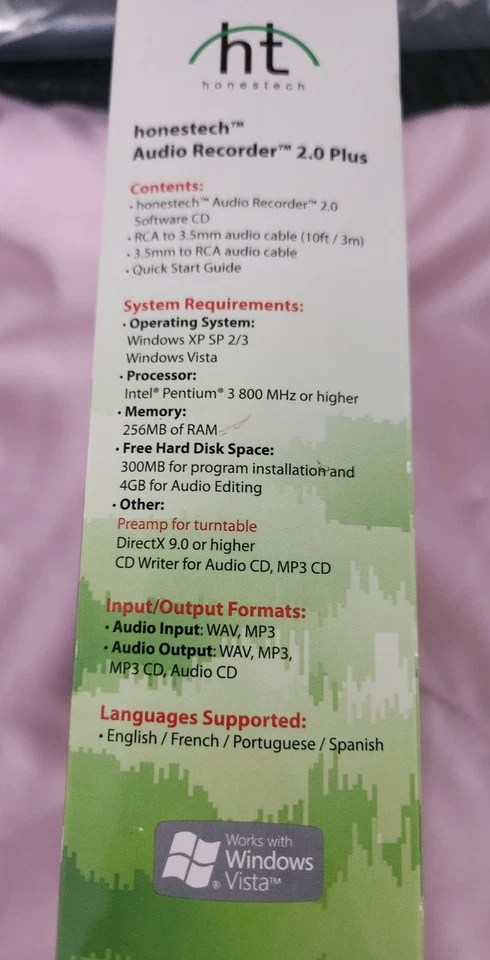 Honestech Audio Recorder 2.0 Plus Convert From Cassettes and LP's to CD **New** - Image 4 of 4